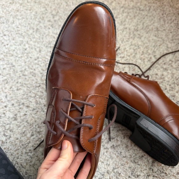 Dockers Tan Brown Leather Men's Oxfords Shoes Tie Stitching - Picture 7 of 7